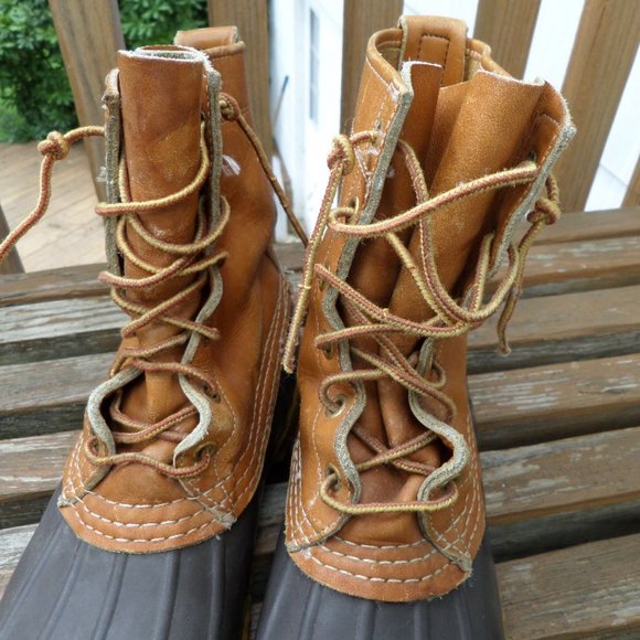 Vintage LL Bean Maine Hunting Boots Brown Leather size 8 Narrow - Picture 9 of 11